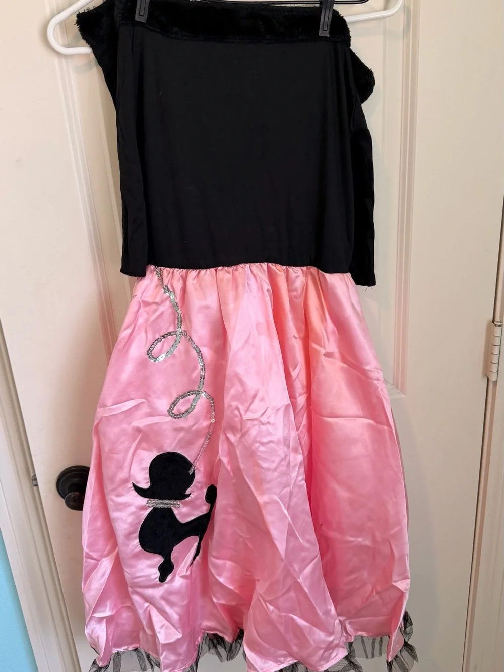 Girls Pink and Black 1950s Poodle Skirt Costume